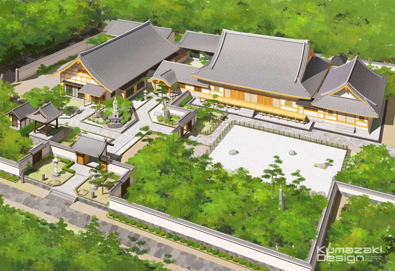 2015-1021-神社・お寺・手書き建築パース