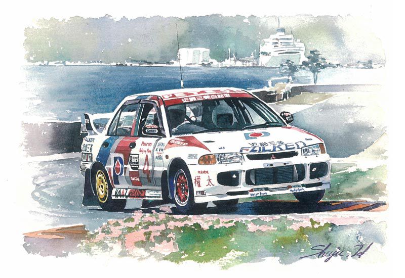2015-1130-車の水彩画-三菱-ランサーエボリューション