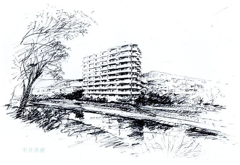2015-1211-スケッチ-手書きパース-マンション