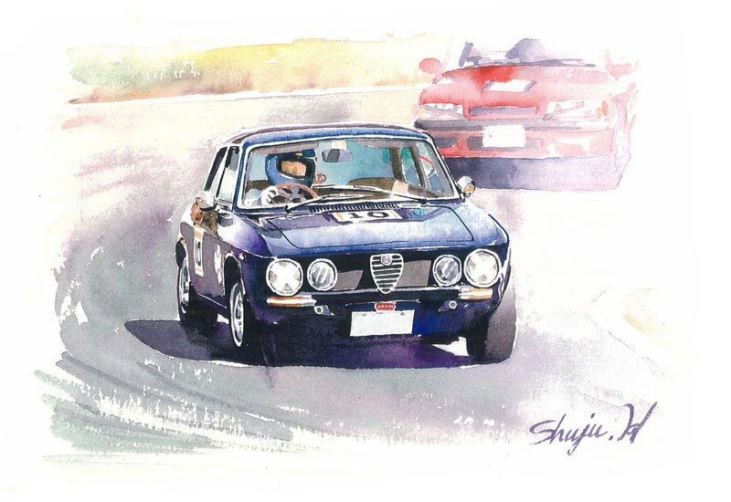 2016-0211-車の水彩画-アルファロメオ