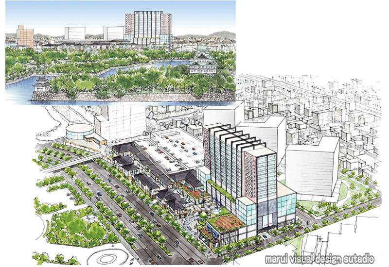 2016-1003-名古屋城-商業施設-マンション-手書きパース